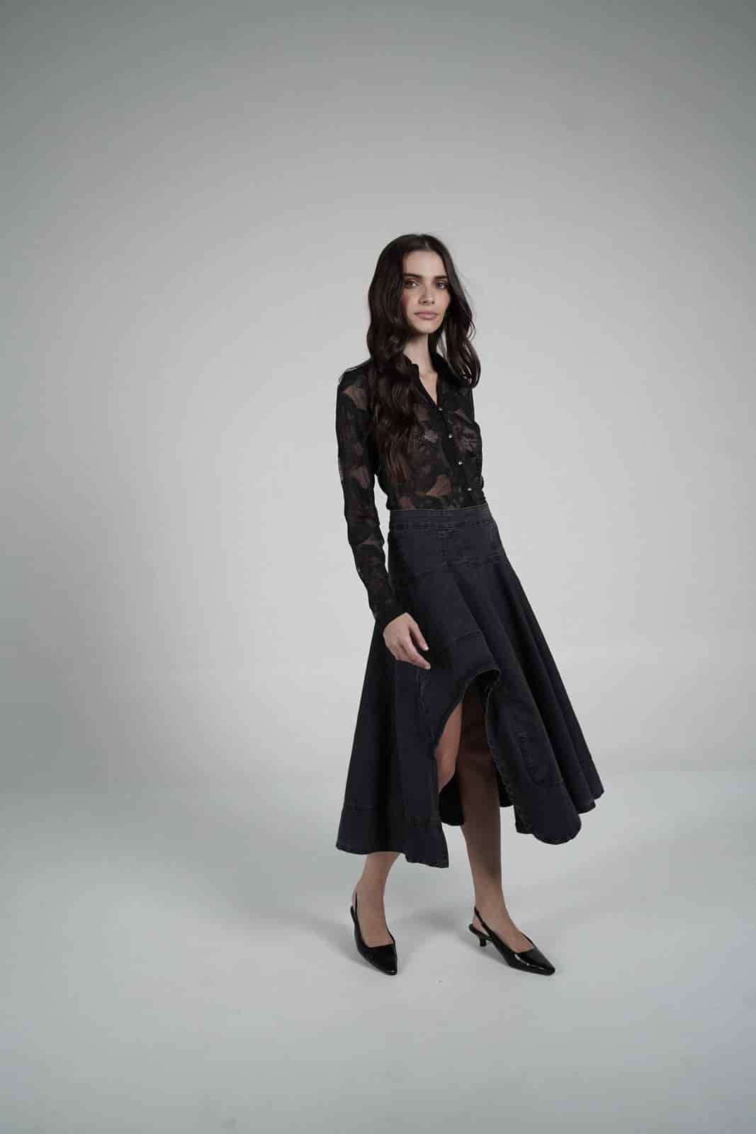 Black asymmetrical skirt - miniatura 9