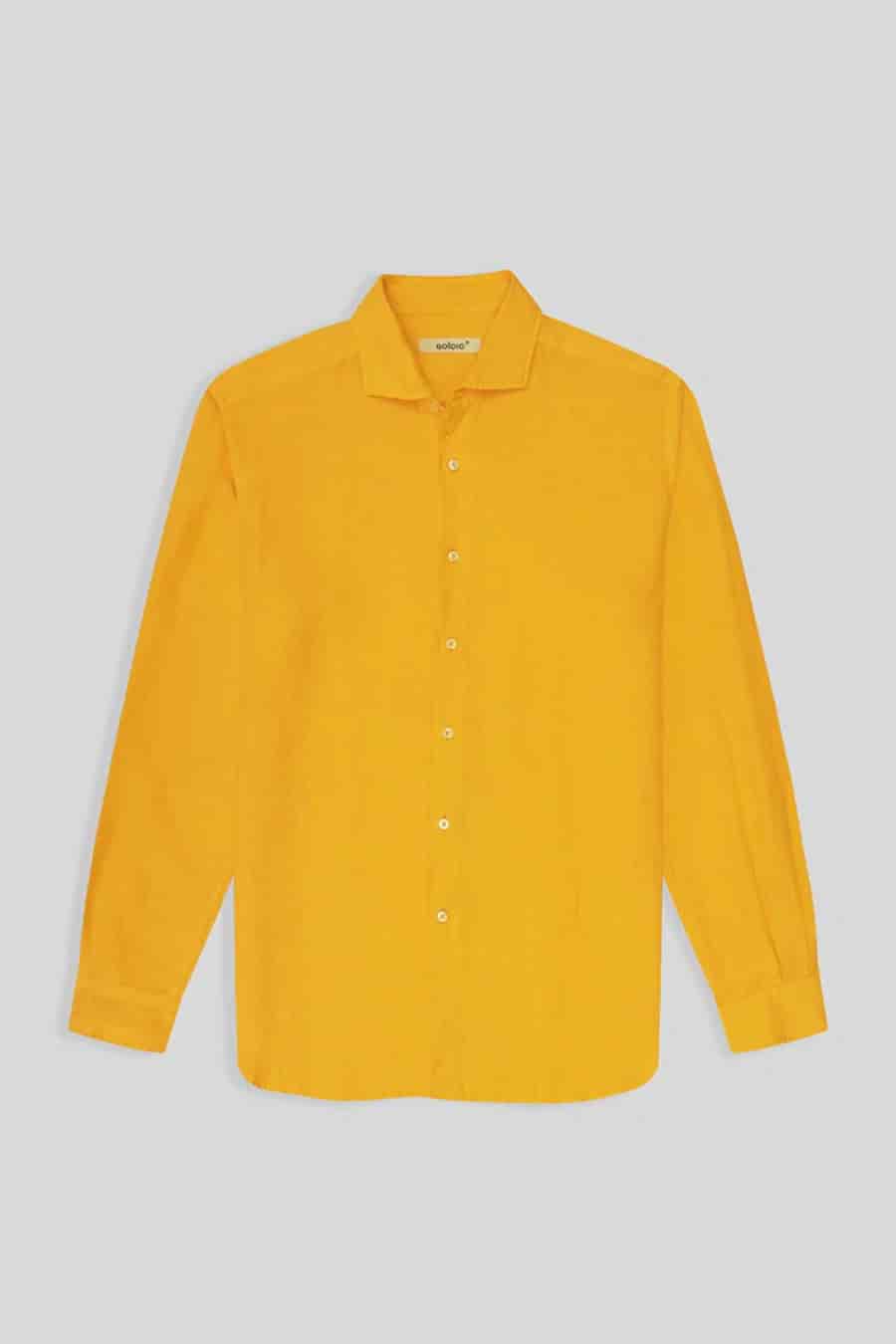 Men's linen shirt yellow fruit basic - miniatura 2
