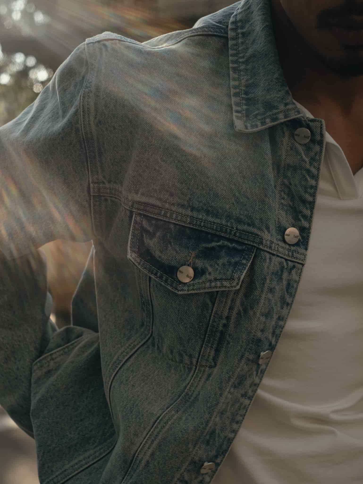 DENIM OVERSIZED JACKET - DIRTY CLEAR BLUE - miniatura 6