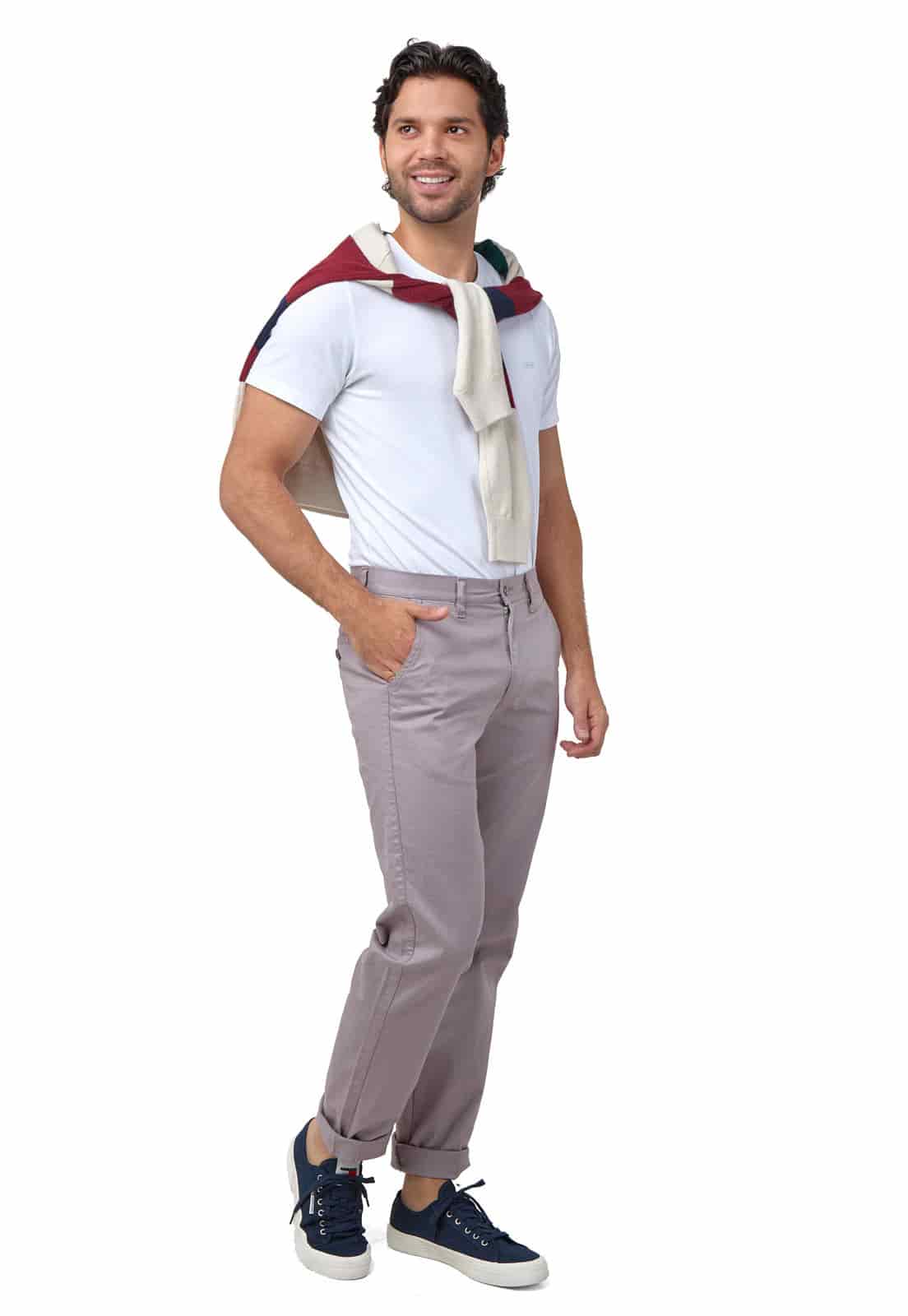 Pantalon dril gris lila con spandex - miniatura 8