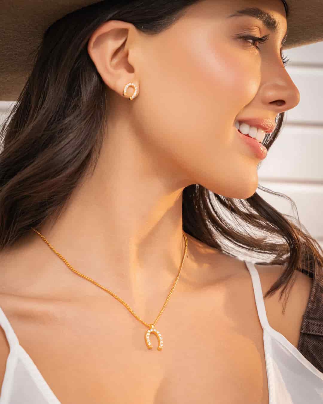 Set Collar + Aretes Herradura Cristales - miniatura 1