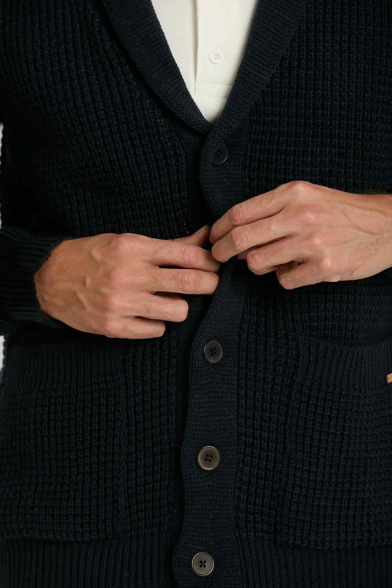 Sweater Tejido Shawlneck Azul Oscuro - miniatura 5