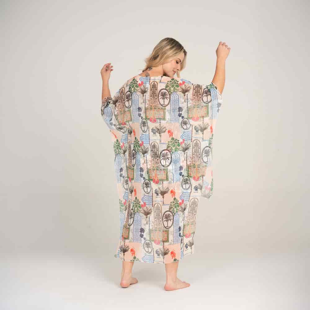 Kimono Manga 3/4 con Estampado Lotto Blanco. - miniatura 3