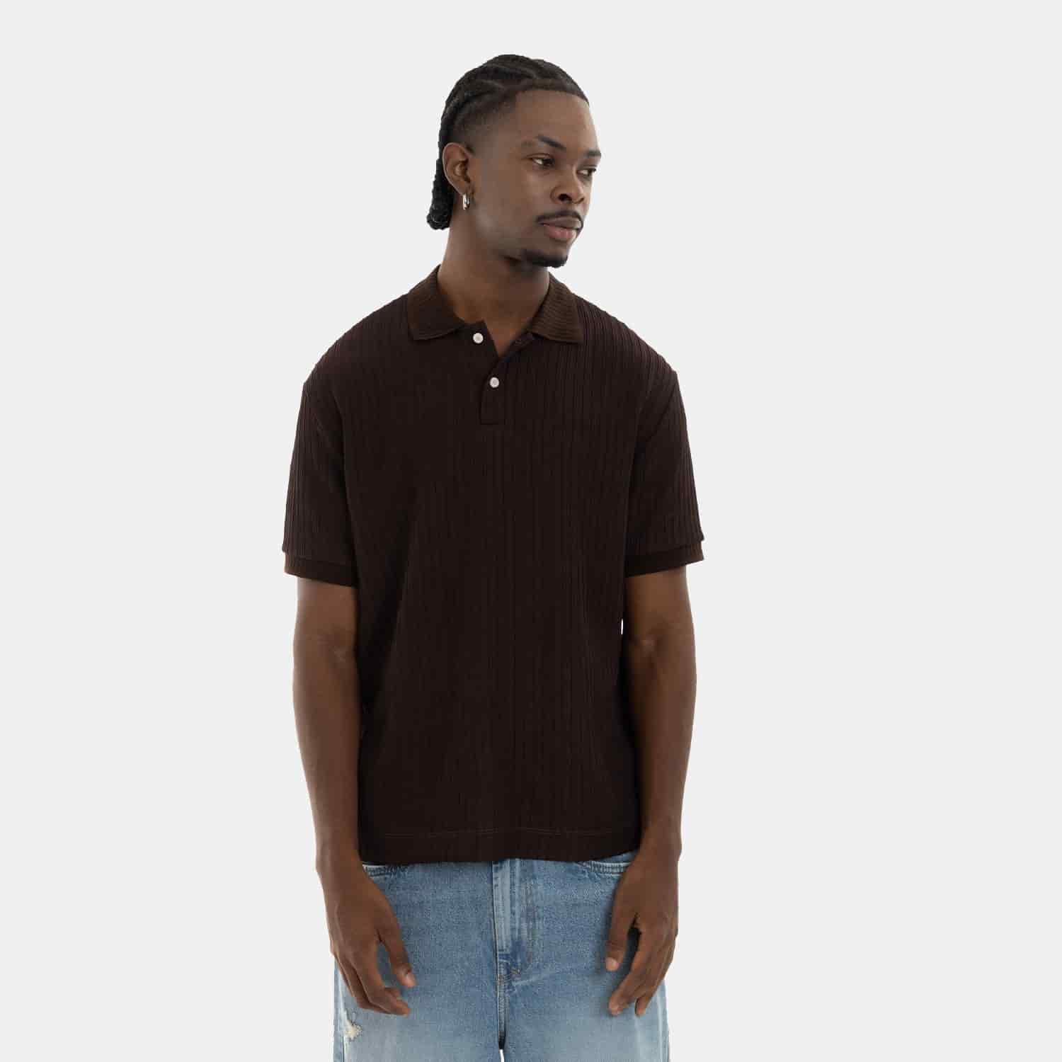 Refined Polo Knit Chocolate - miniatura 3