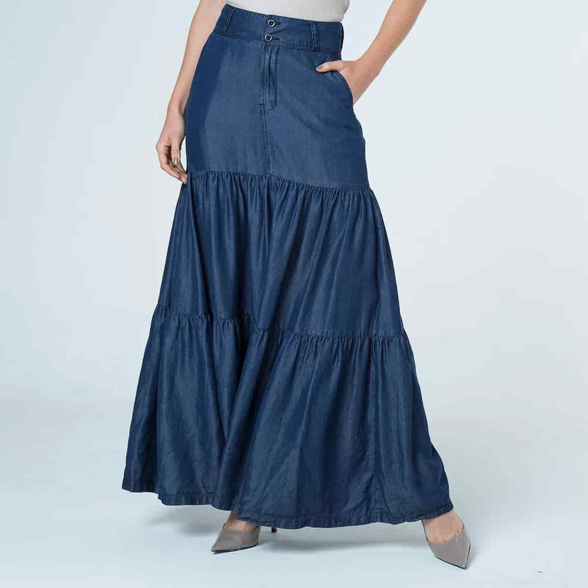 Falda Larga Denim Drk - miniatura 2