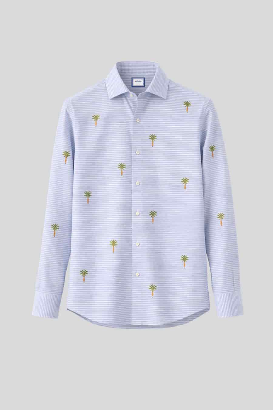 Men's cotton shirt striped orfeo light blue - miniatura 1