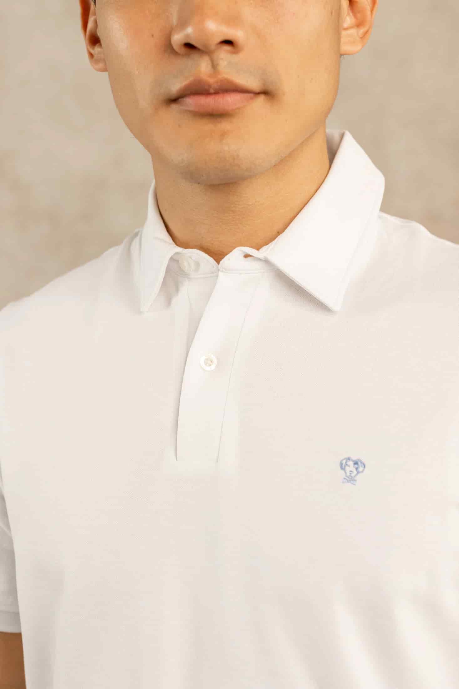 Polo antimanchas Blanco Logo Azul Medio - miniatura 5