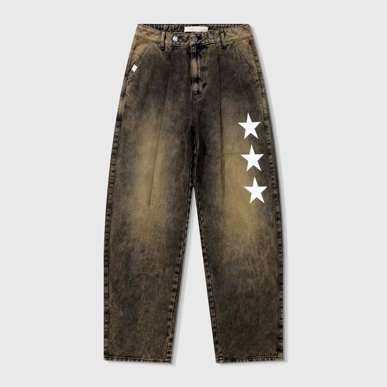 Lounge Printed Denim Pants - Brown - miniatura 1