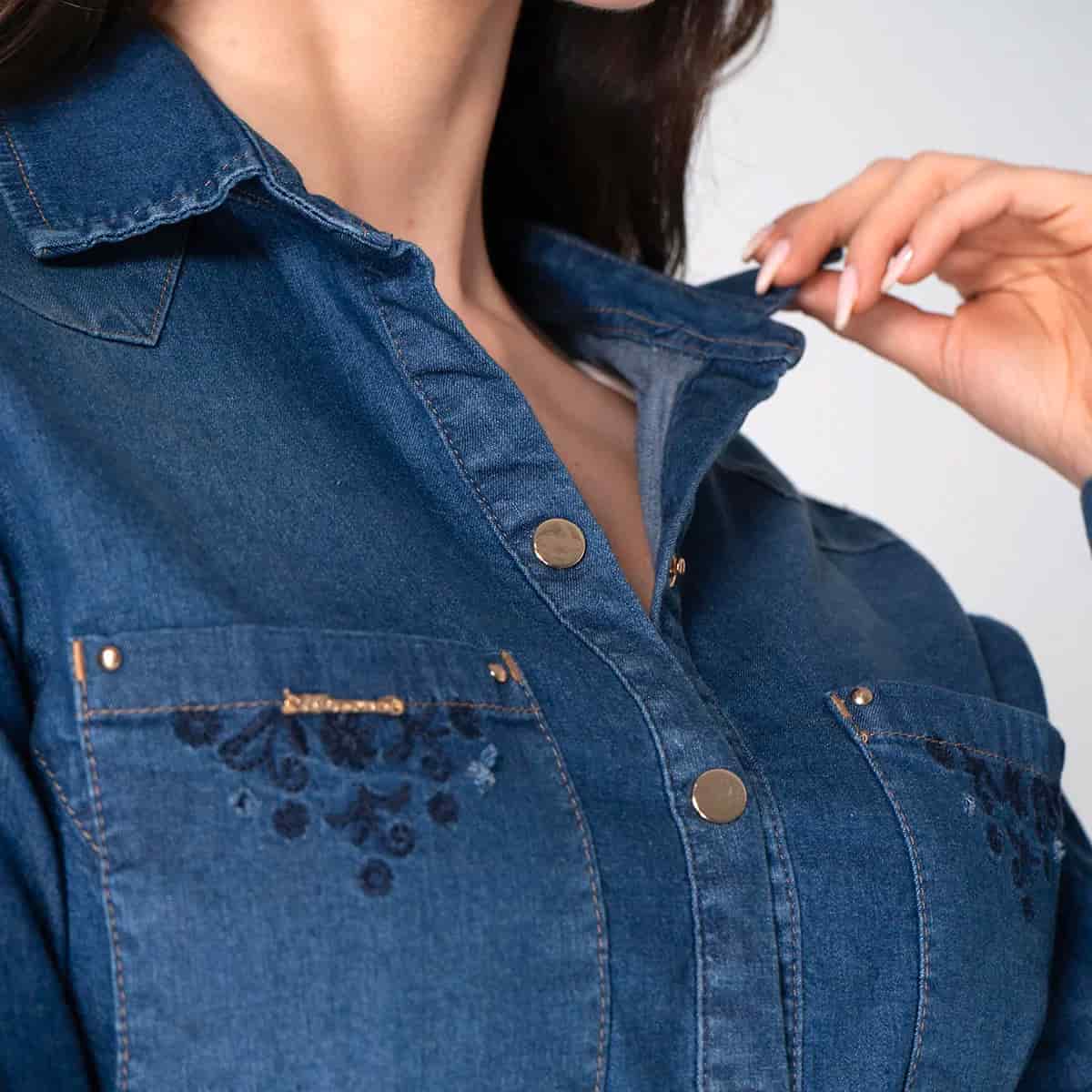 Blusa Denim Slim Cuello Camisero Angela - miniatura 4
