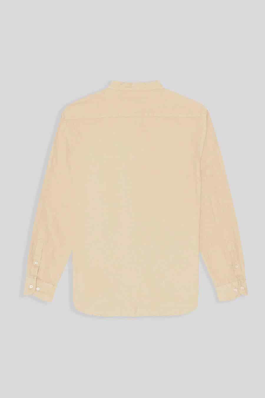 Men's linen shirt mao beige basic - miniatura 2