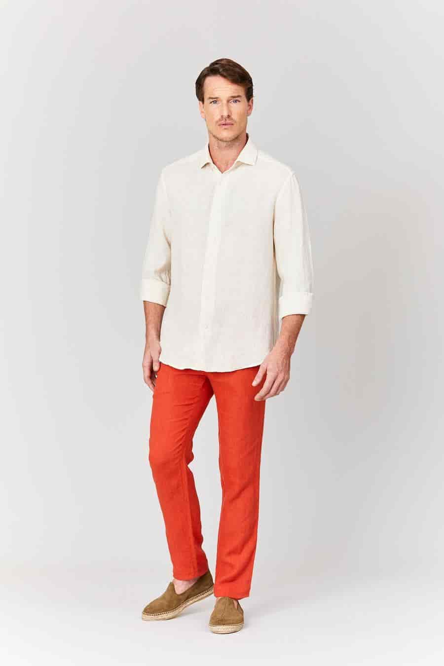 Men's linen pants chili basic - miniatura 3