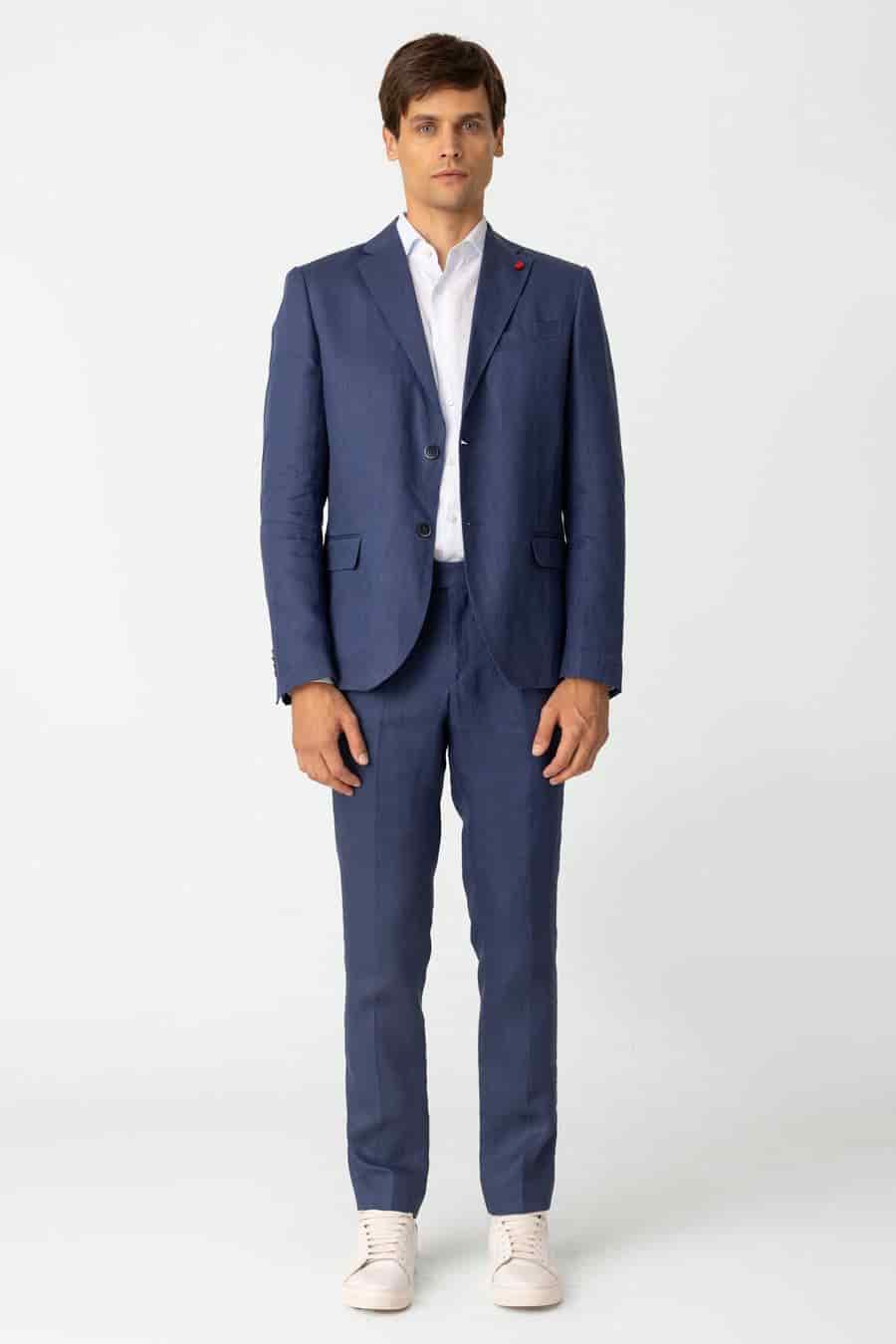 Men's mixed fabric navy vittorio set - miniatura 1