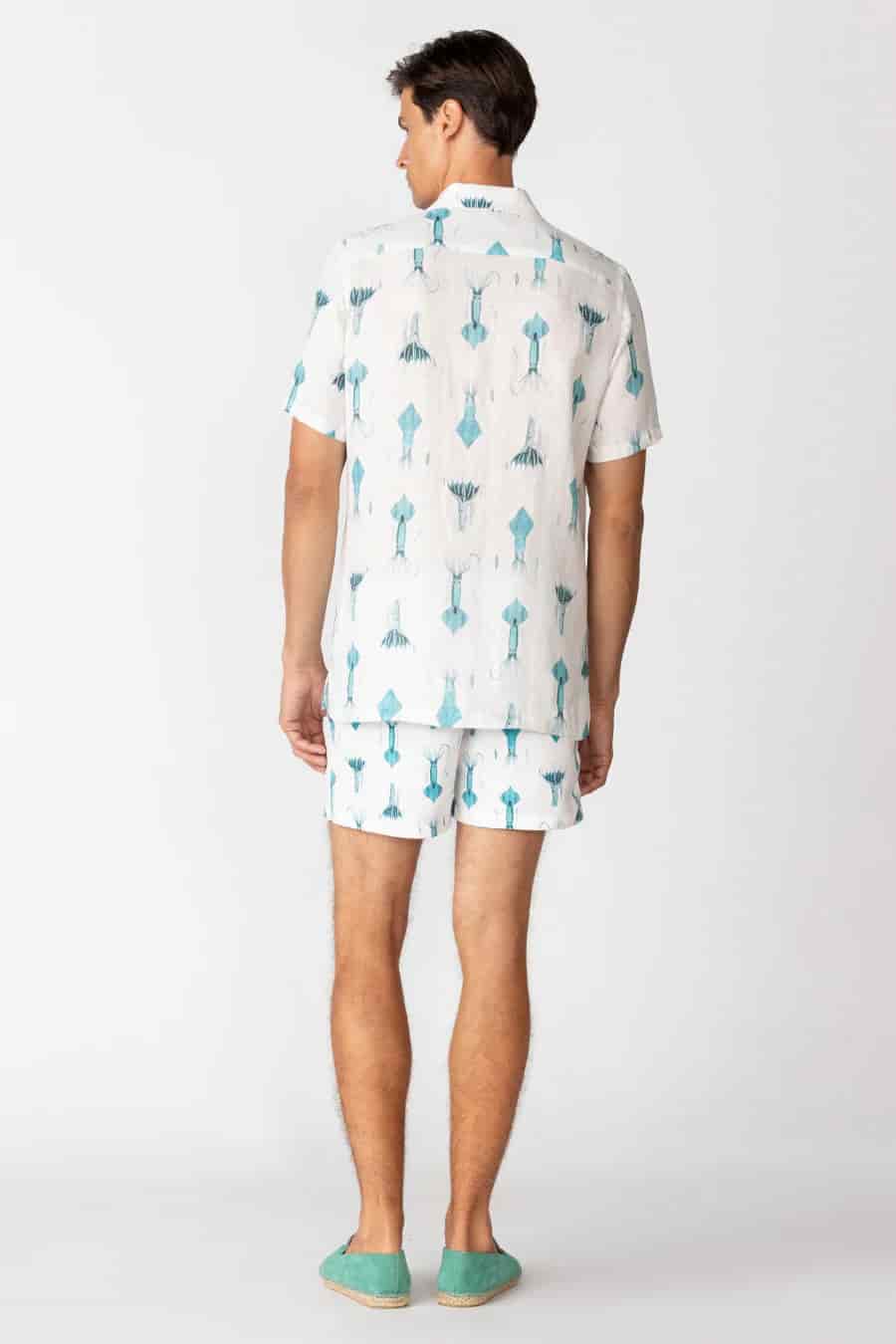 Men's linen shirt white egret - miniatura 8