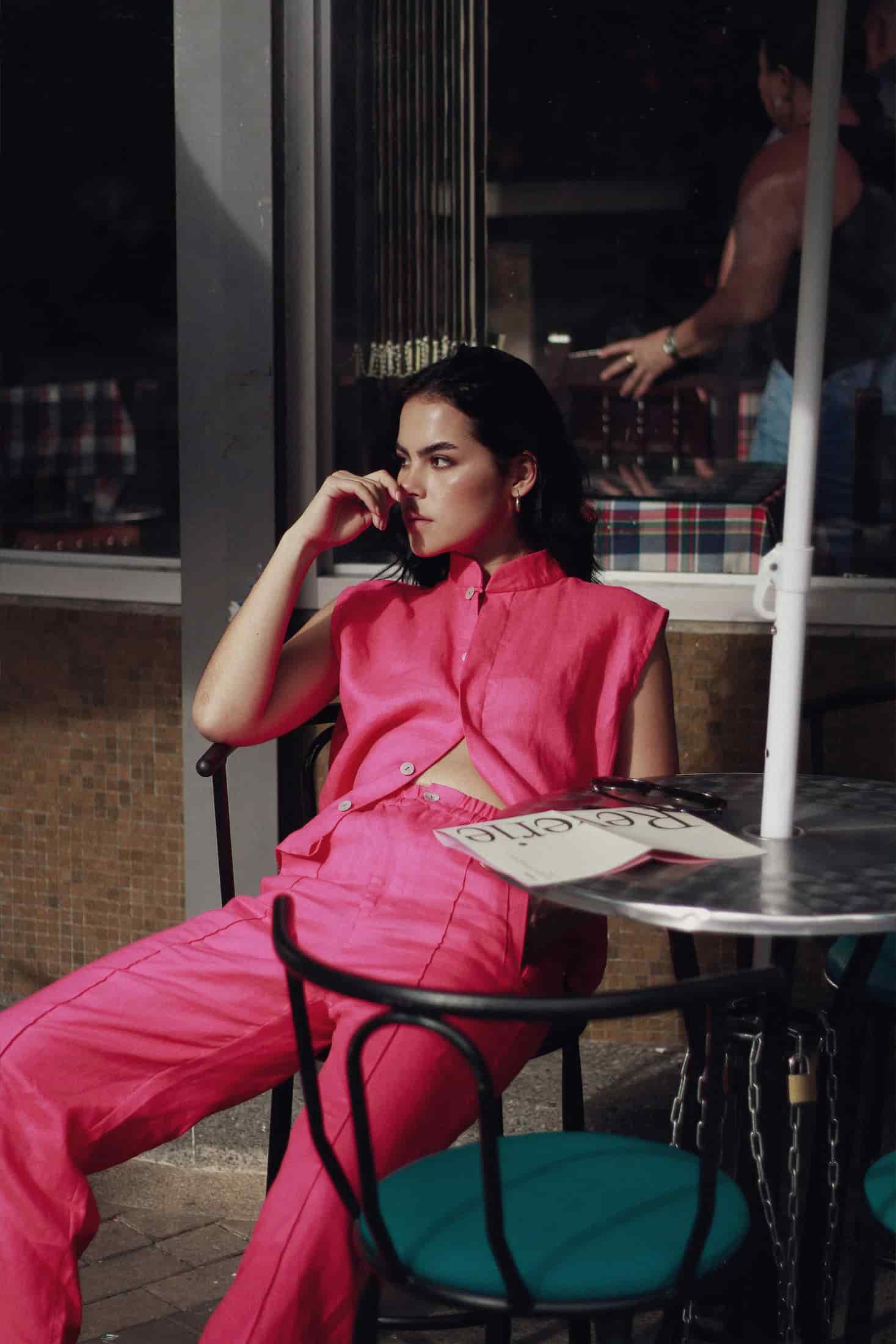 Pantalón Serre de lino | rosado Hot Pink - miniatura 6
