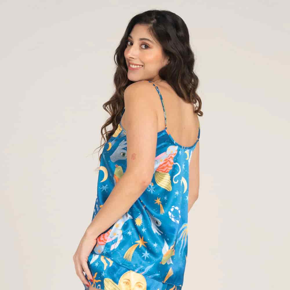 Camisa de Cargaderas Satin Estampado Alebrijes. - miniatura 2