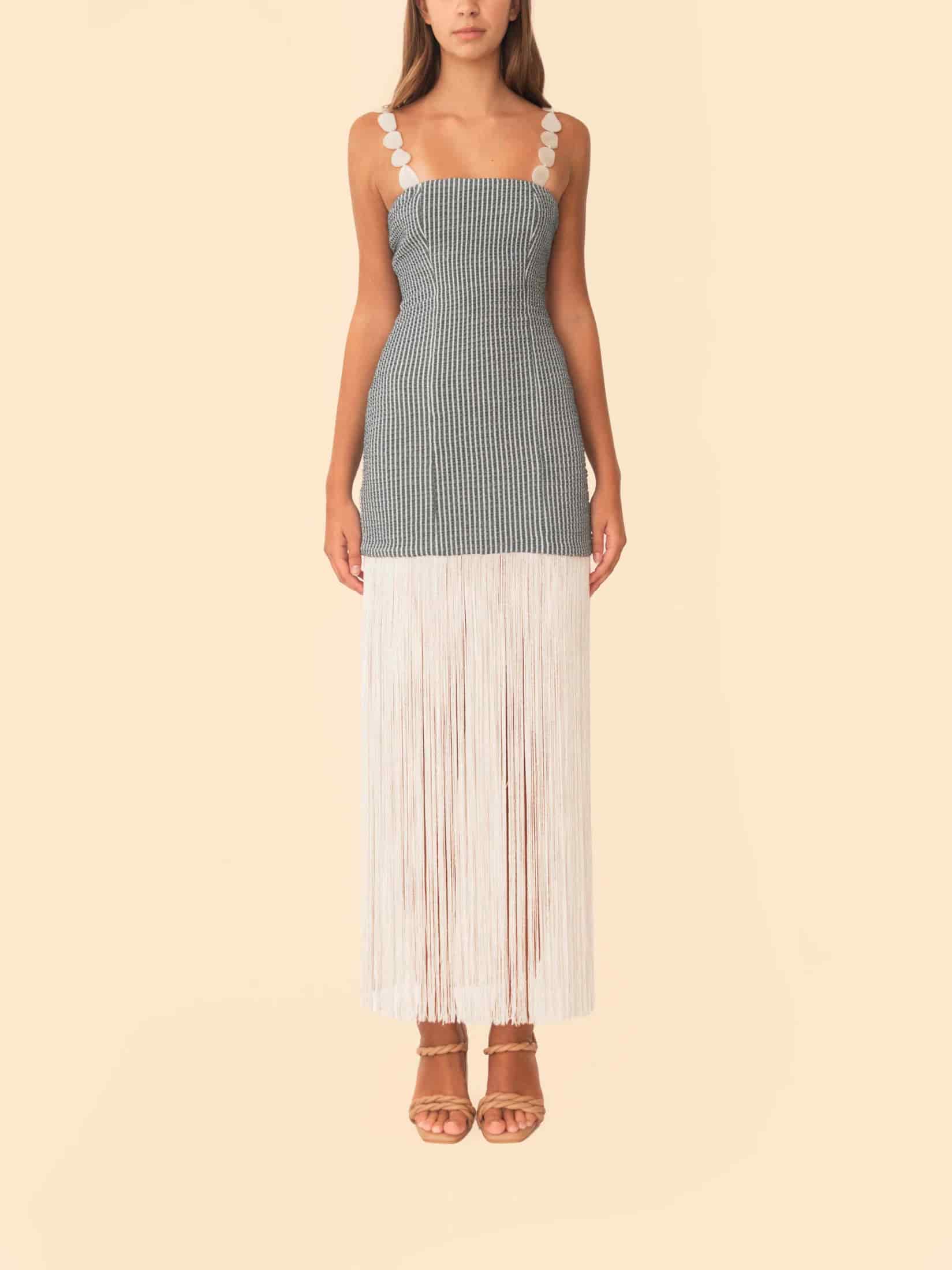 ELENA DRESS GREEN STRIPES - miniatura 5