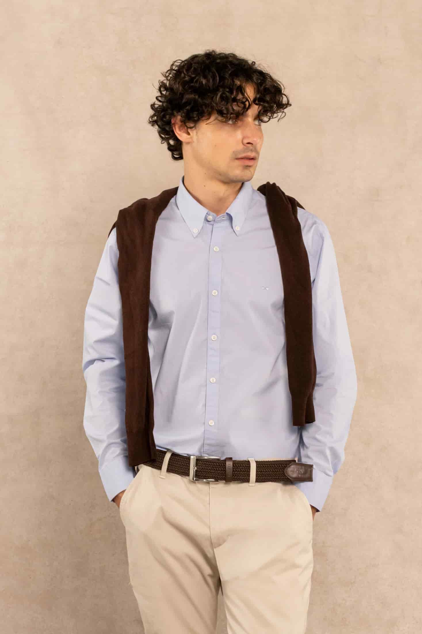 Camisa Antimanchas Popelina Light Blue - Talla Regular - miniatura 1