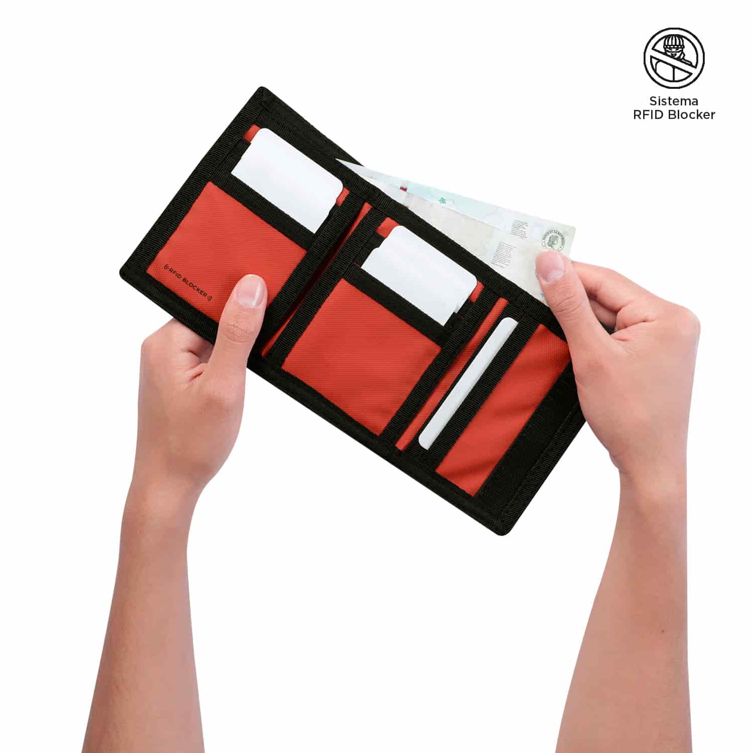 Billetera Contrast Qui con RFID Blocker Negra/Roja Mediana - miniatura 3