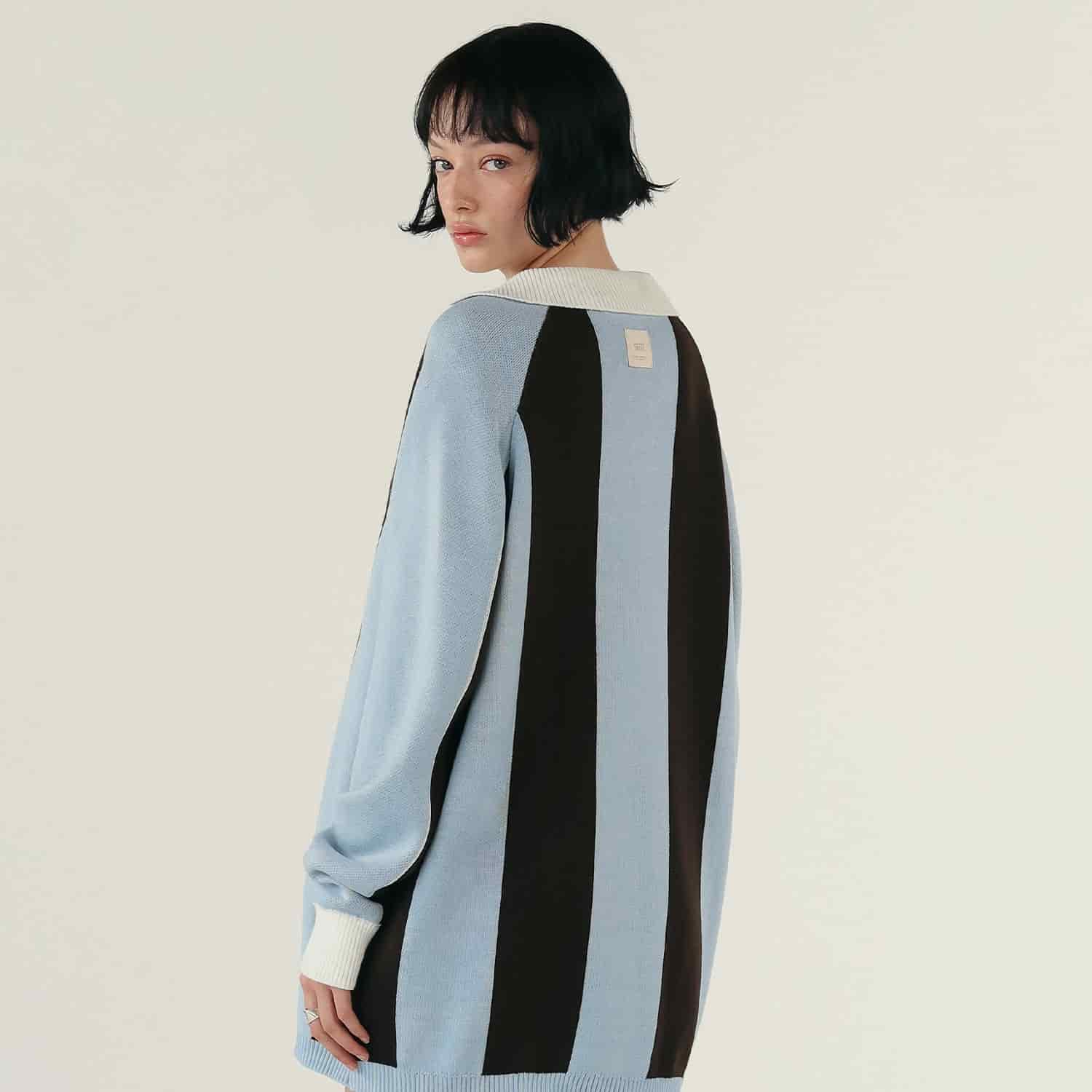 Striped Knit Polo - Blue - miniatura 6