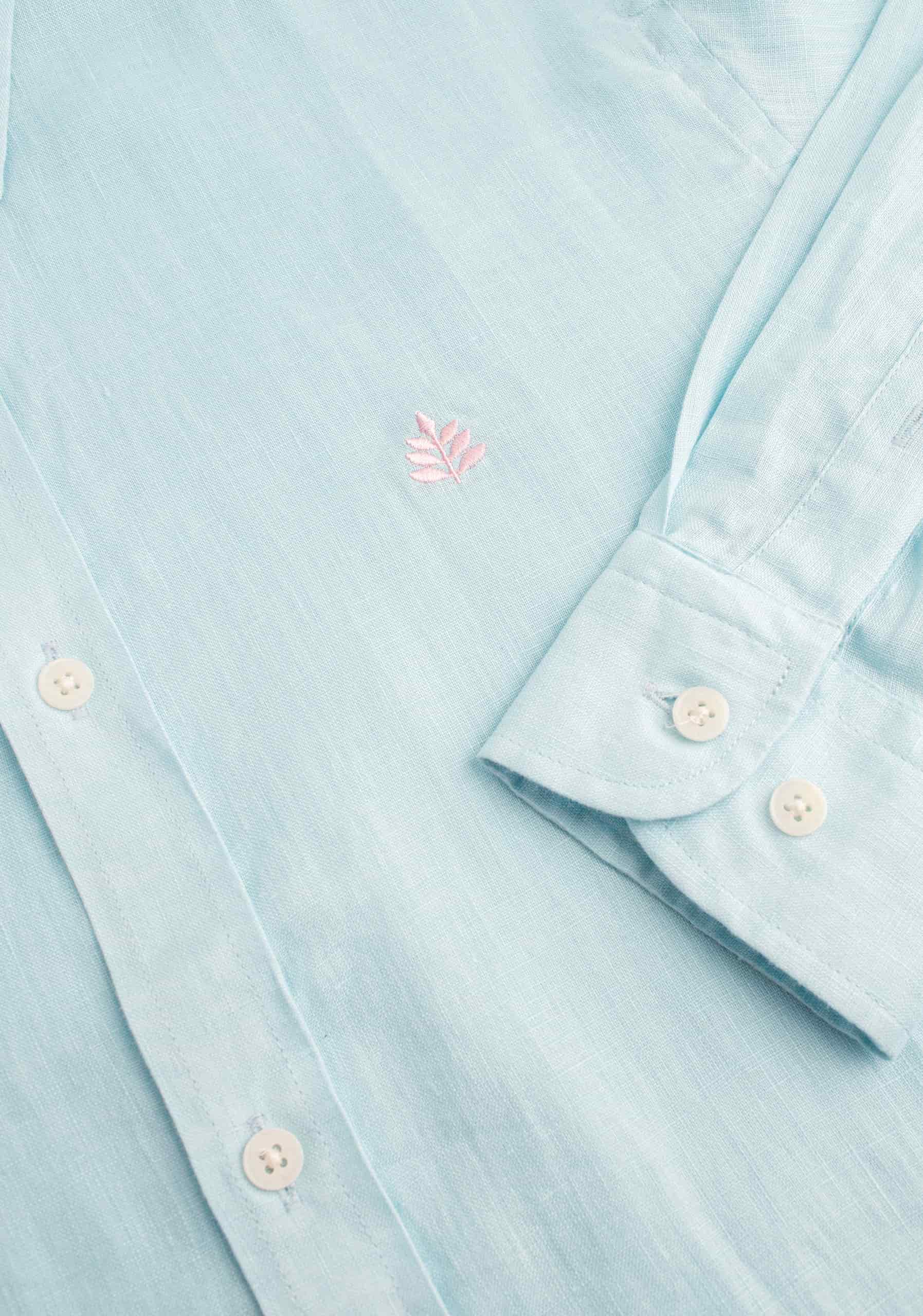 Camisa H Lino CBD Unicolor L-Ros Azul Claro - miniatura 2
