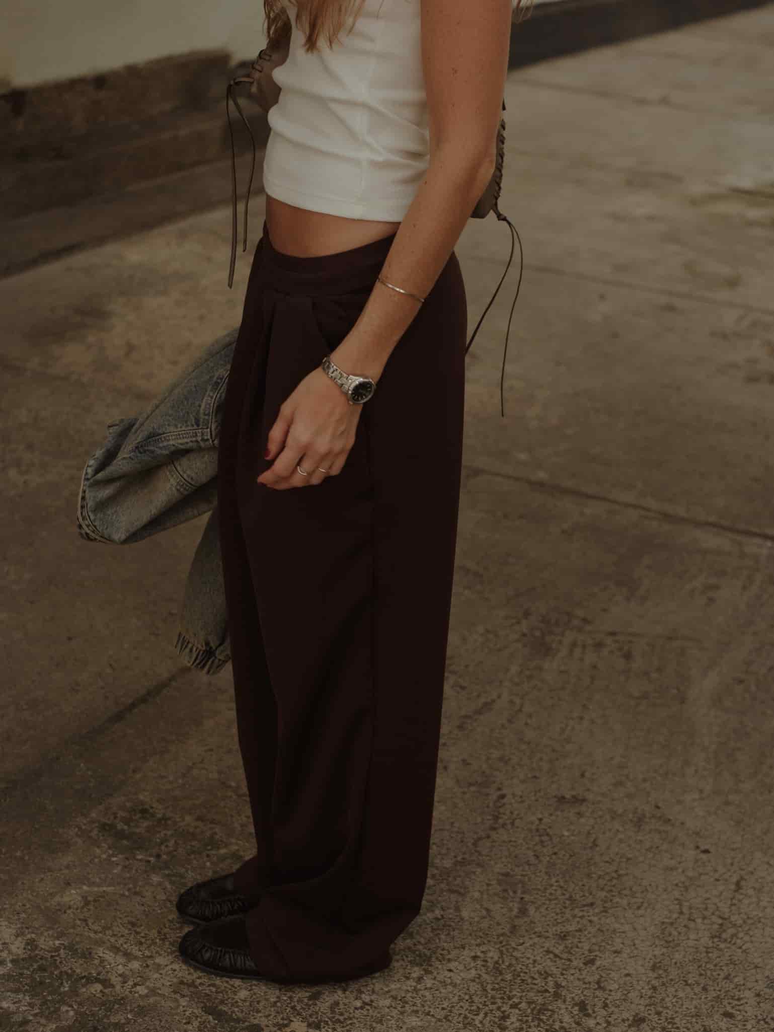 WIDE LEG BAND PANT - ESPRESSO - miniatura 4
