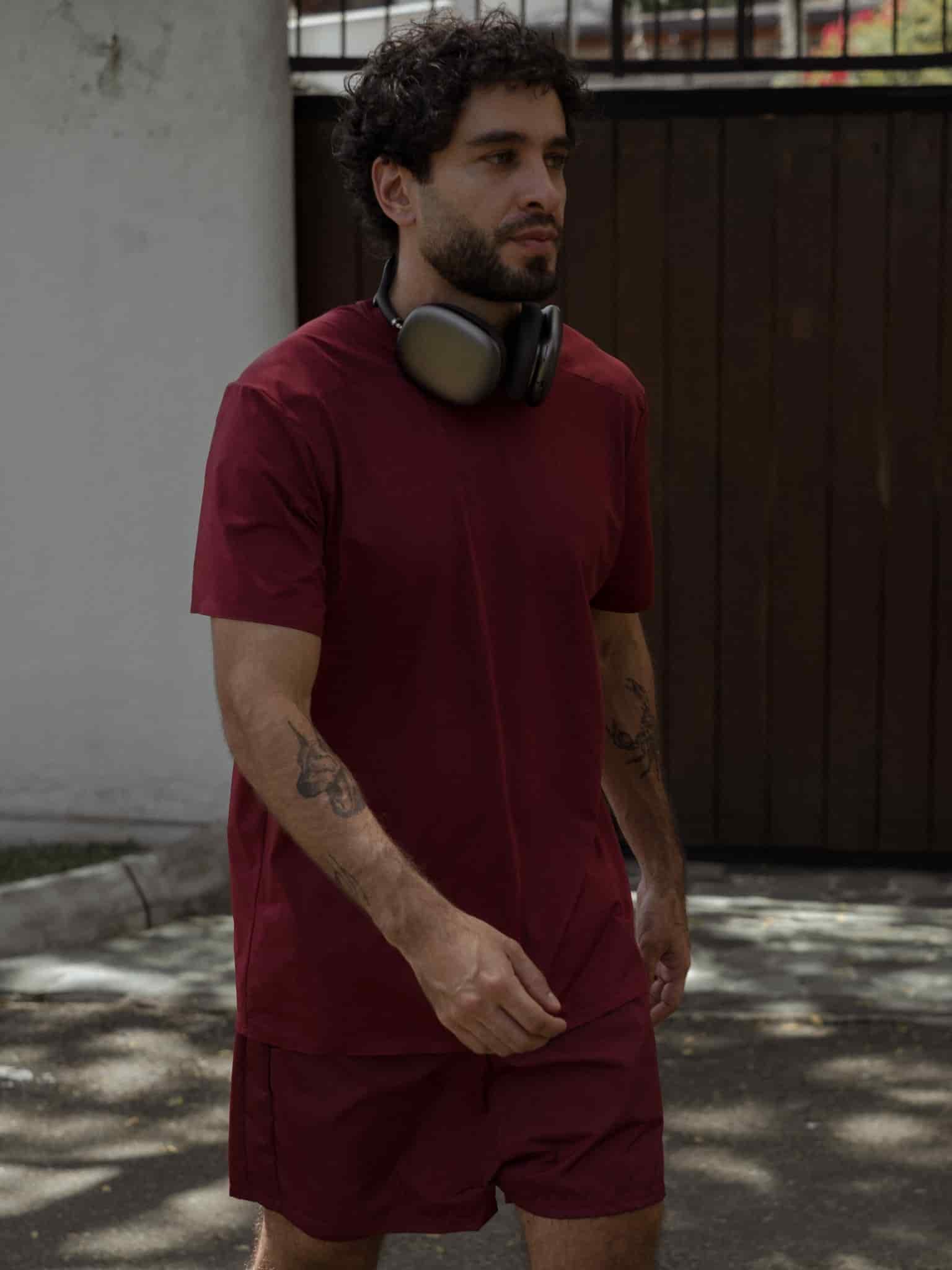 MEN STRUCTURED WORKOUT T-SHIRT - BERRY - miniatura 19