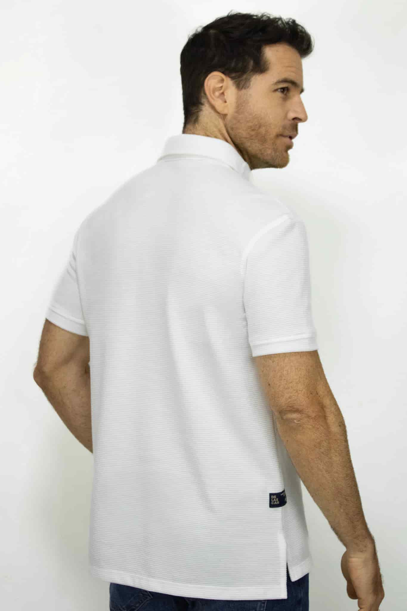 Camiseta Polo Manga Corta Blanca Texturizada para Hombre - miniatura 3