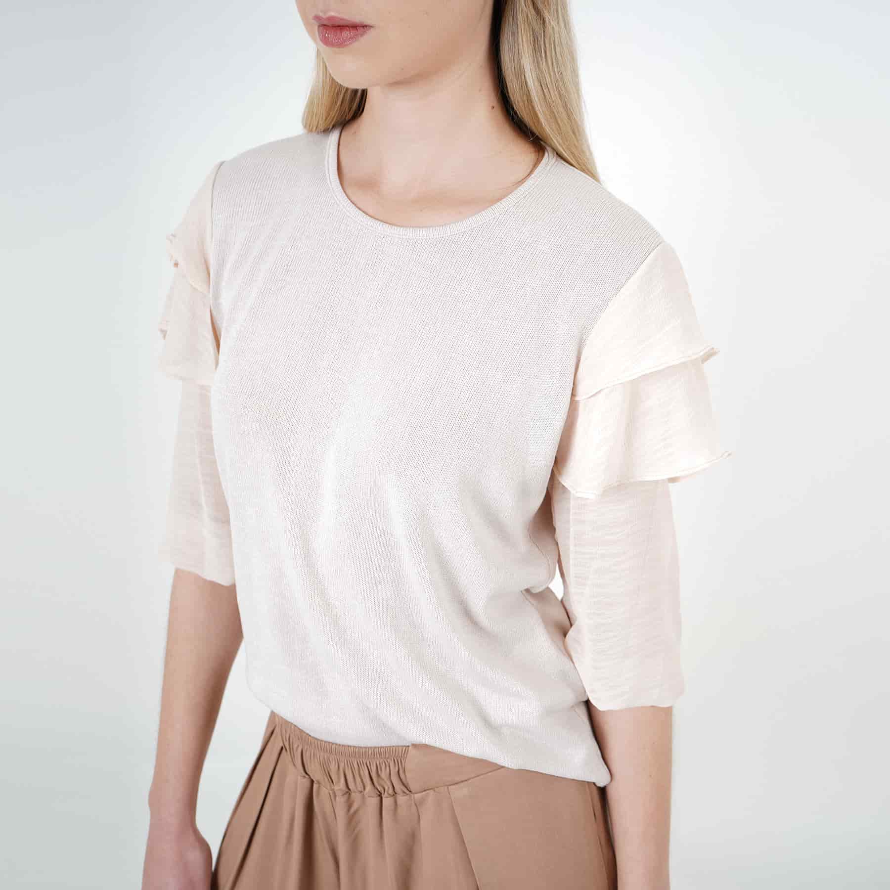 Camiseta top cuello redondo manga 3/4 con boleros - miniatura 1