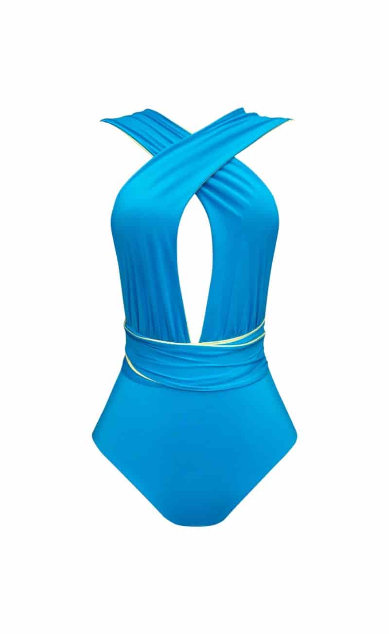 VESTIDO DE BAÑO ENTERO MULTIFORMAS TURQUESA - miniatura 2