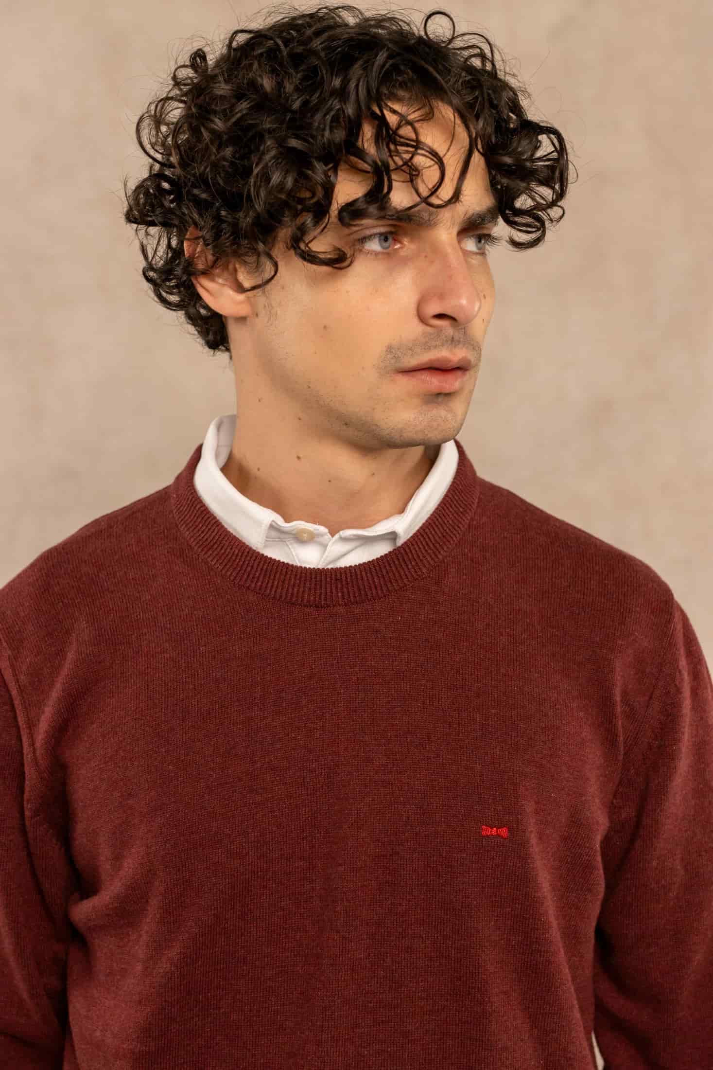Sueter Algodon Peinado Cuello Redondo Vintage Wine - miniatura 4
