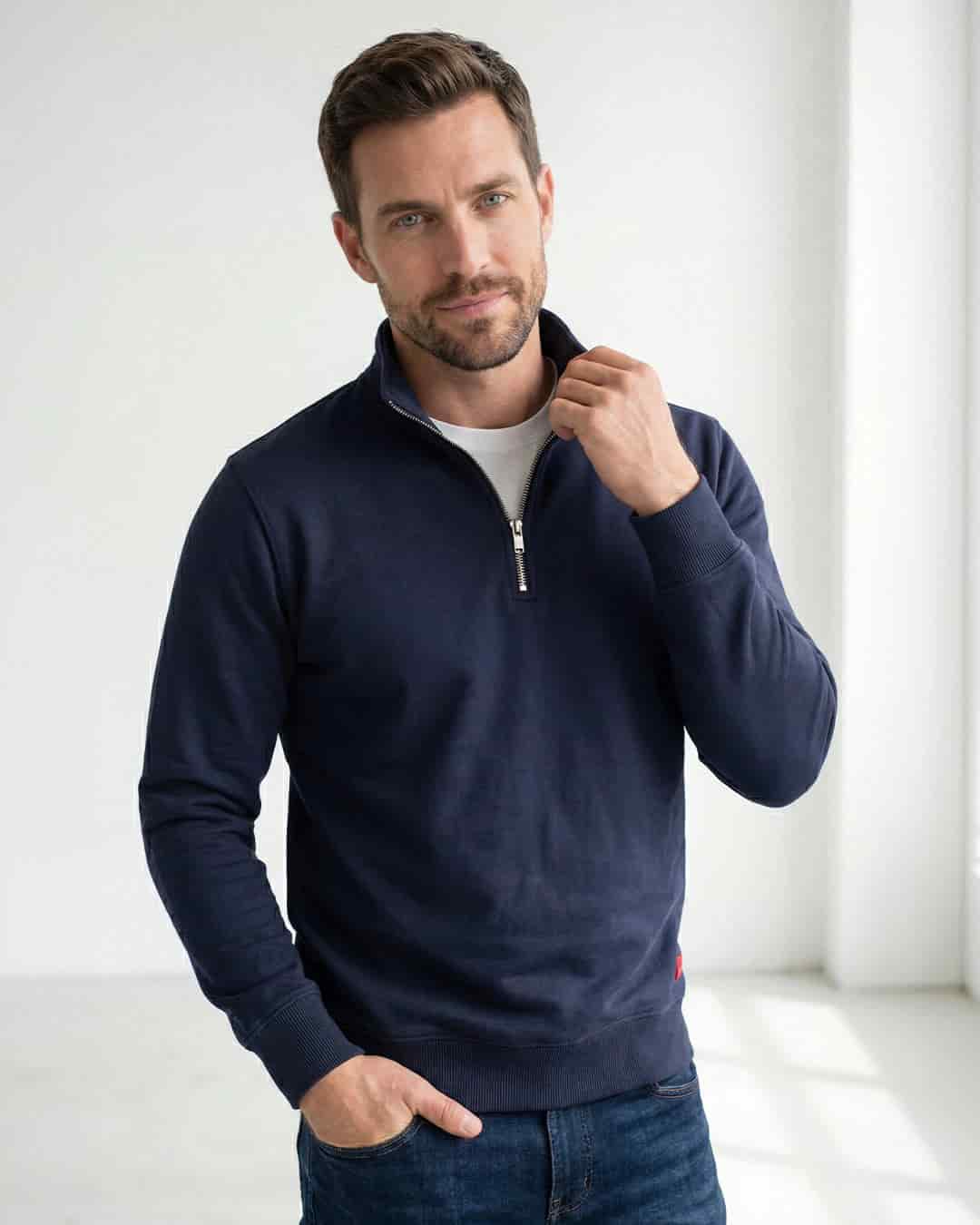 Buzo cuello alto hombre Azul Oxford - miniatura 2
