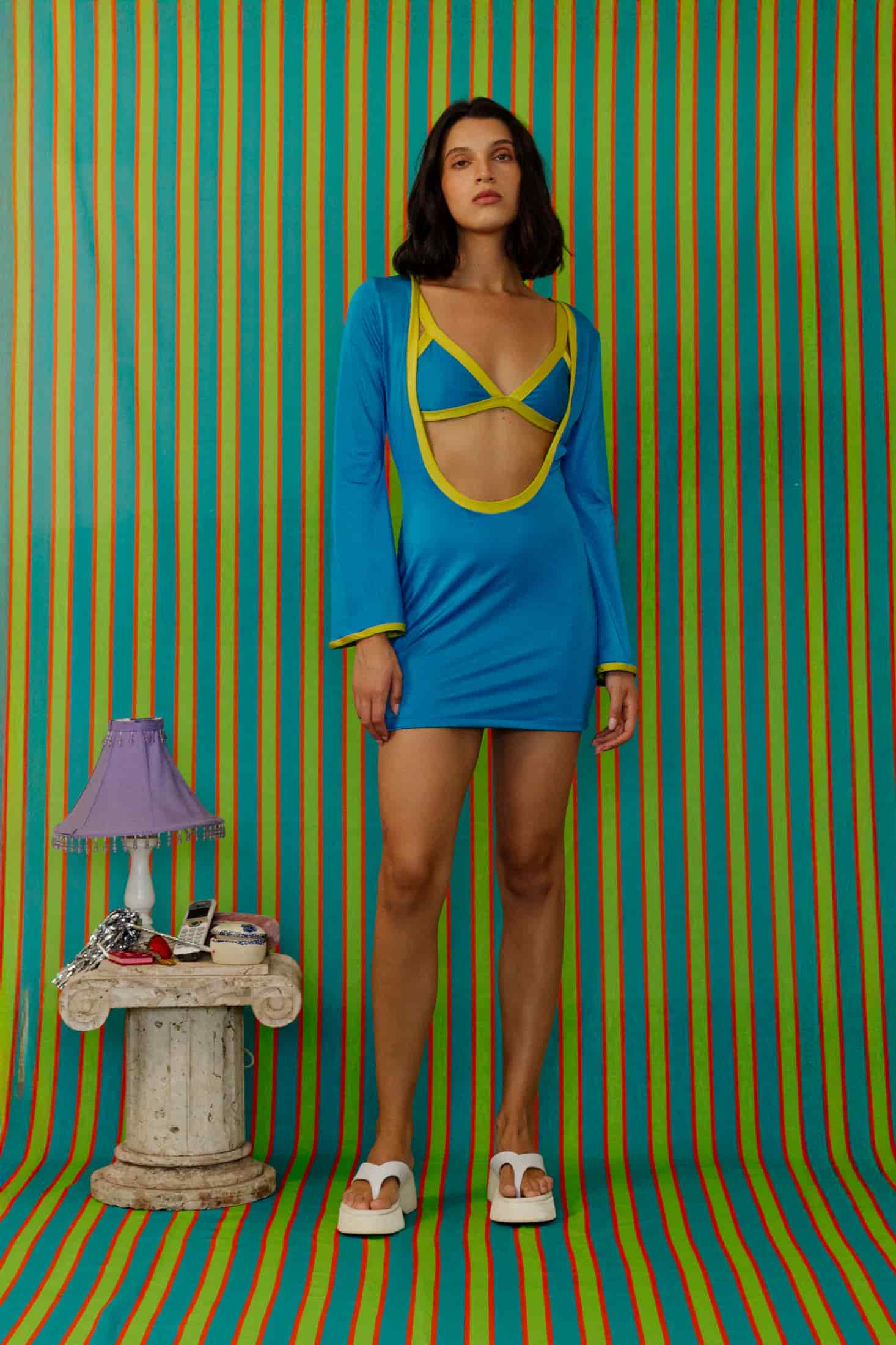 Lallywood Dress In Aqua - miniatura 6