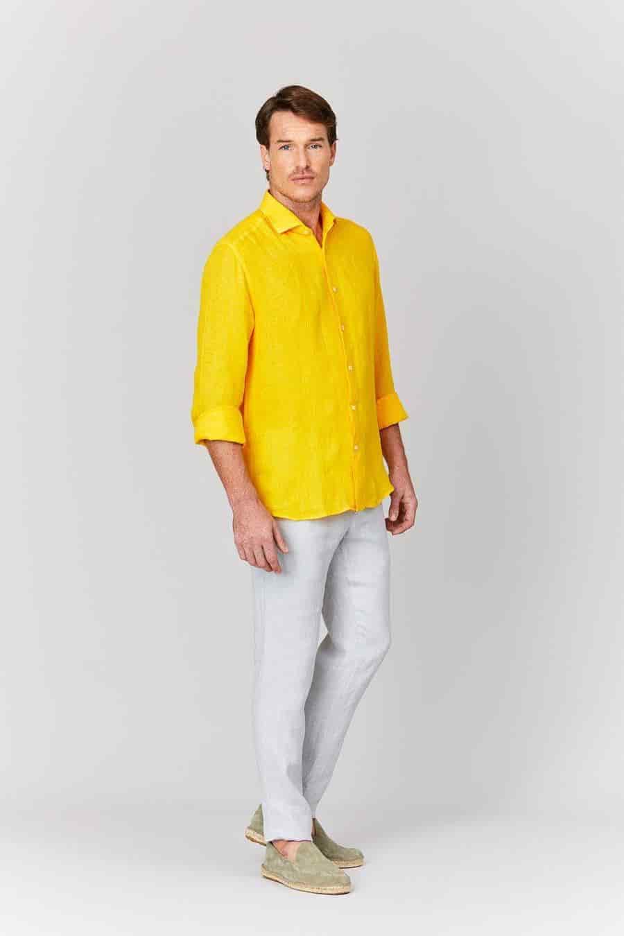 men’s linen shirt banana basic - miniatura 1