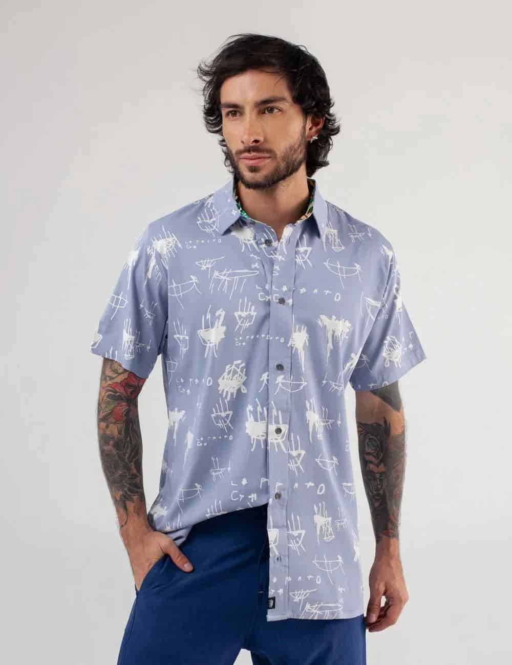 Camisa Regular Fit Le Panto Azul claro Hombre - miniatura 4