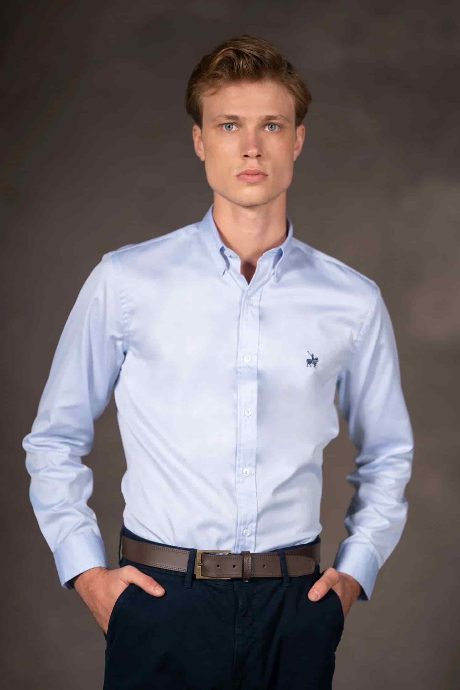 Camisa Vincenzo Hombre Azul Claro - miniatura 1