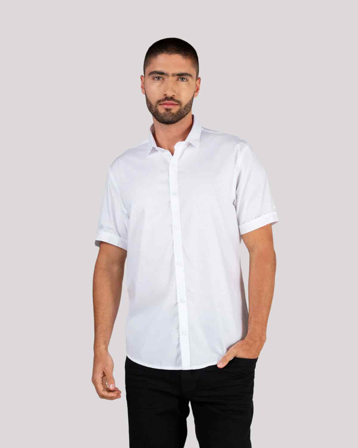 Camisa blanca manga corta para hombre - miniatura 18