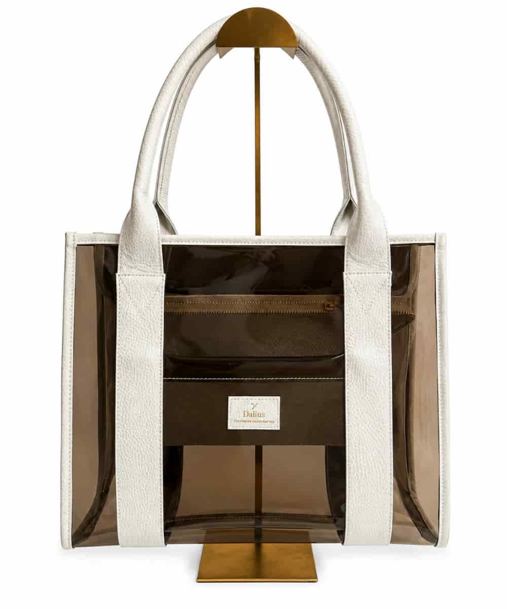 Bolso Tote Vinilo Oscuro Marfil - miniatura 1