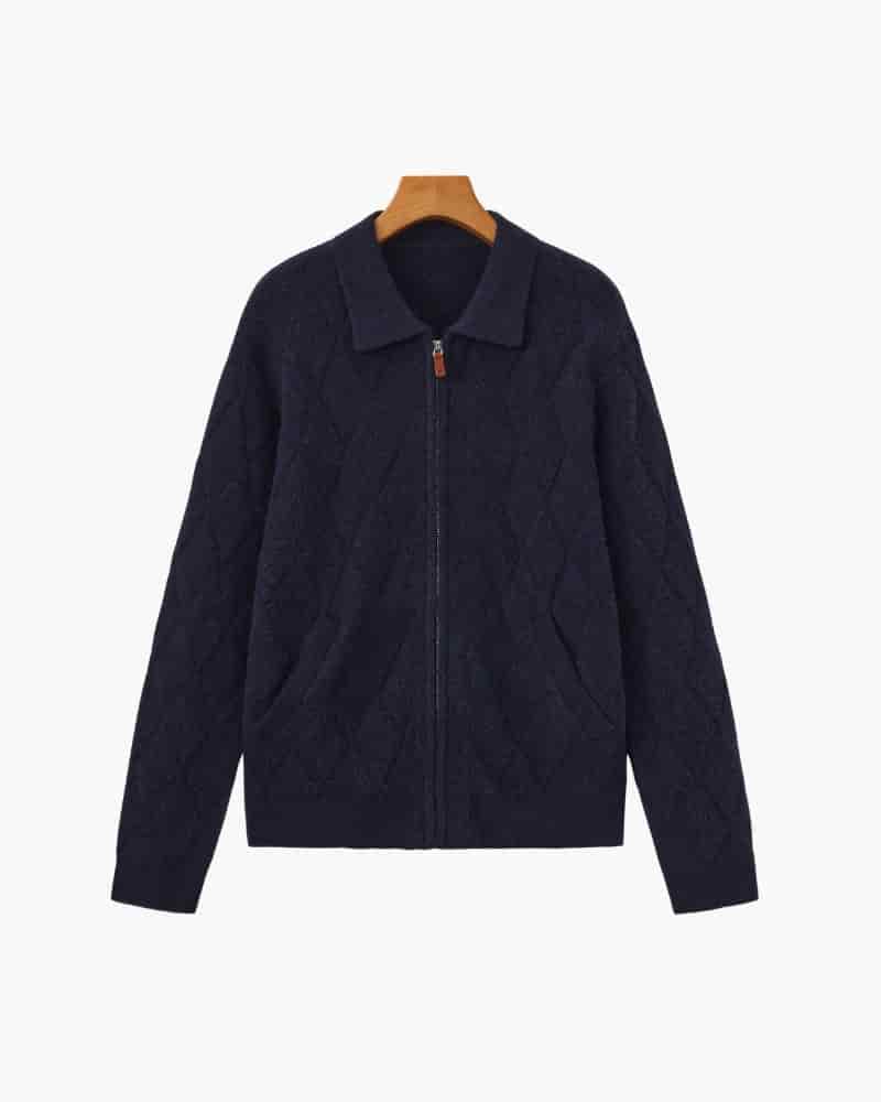 Heritage Diamond Knit Zip Cardigan - miniatura 2