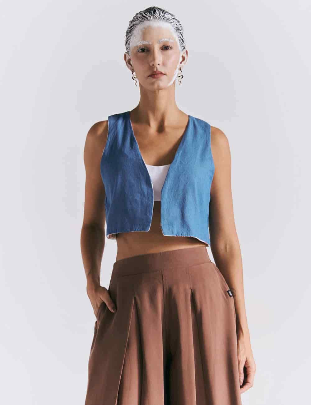 Chaleco Escote en Pico  Grecia blanco+azul+rojo Mujer - miniatura 10