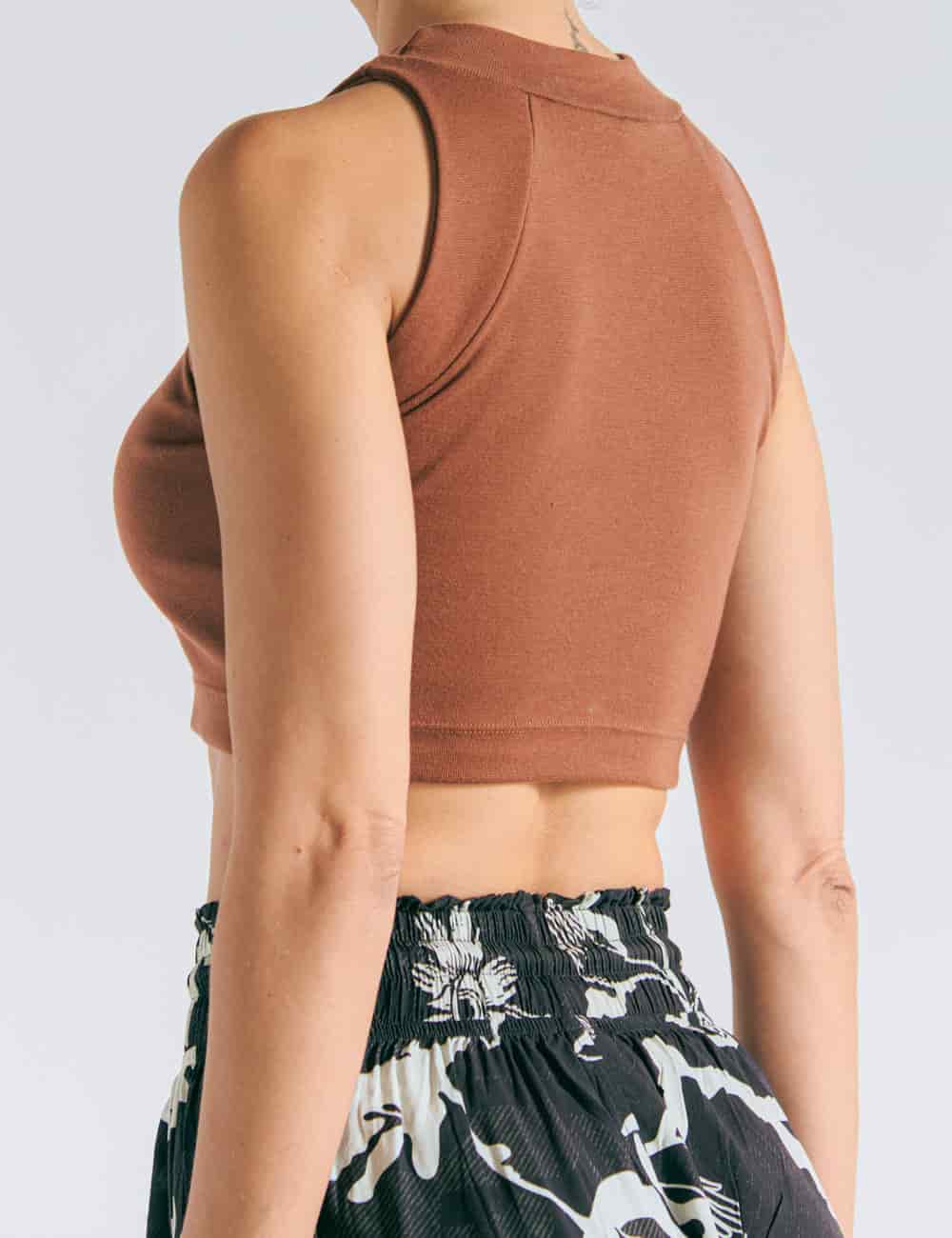 Crop Top Raglan  terracota Mujer - miniatura 3