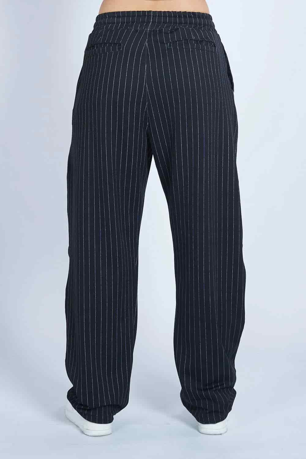 Pantalón jogger balloon raya tiza con prenses Negro - miniatura 3