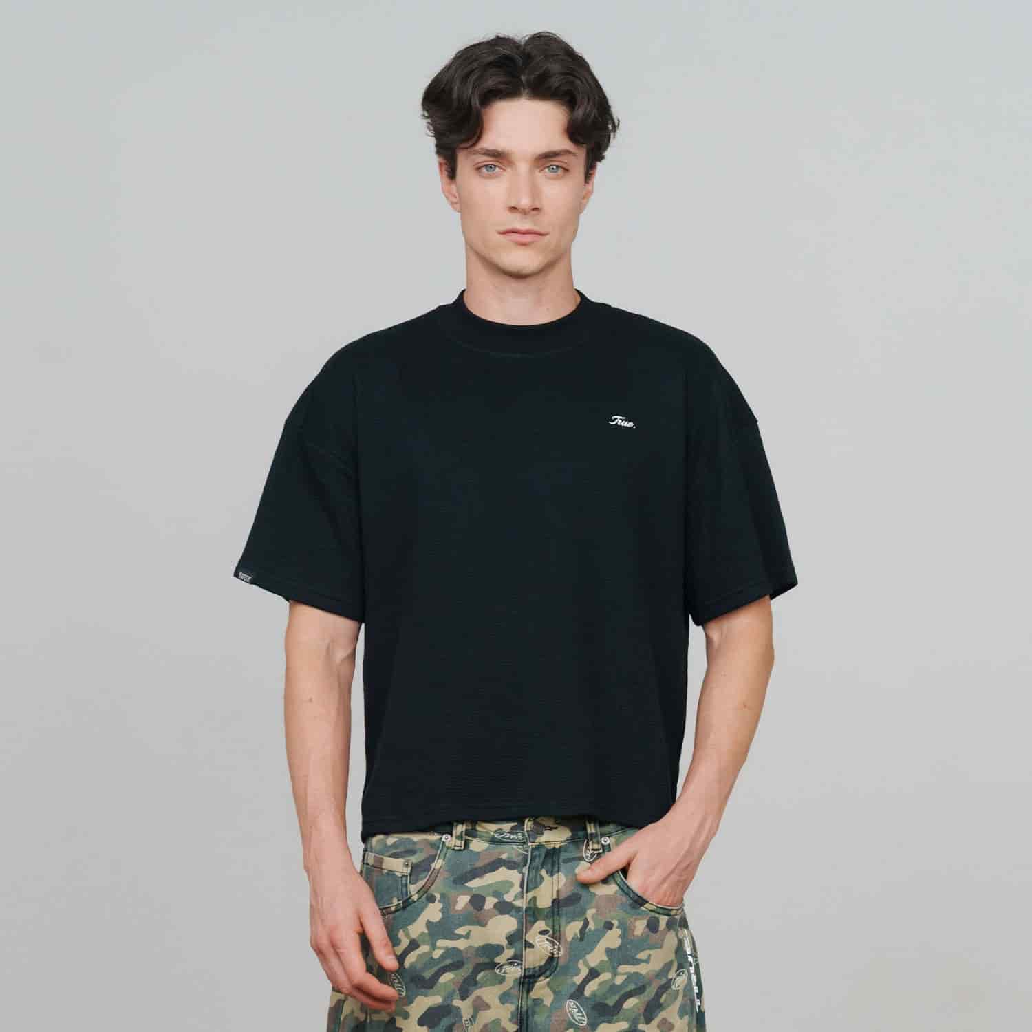 Textured Boxy Tee - Black - miniatura 2