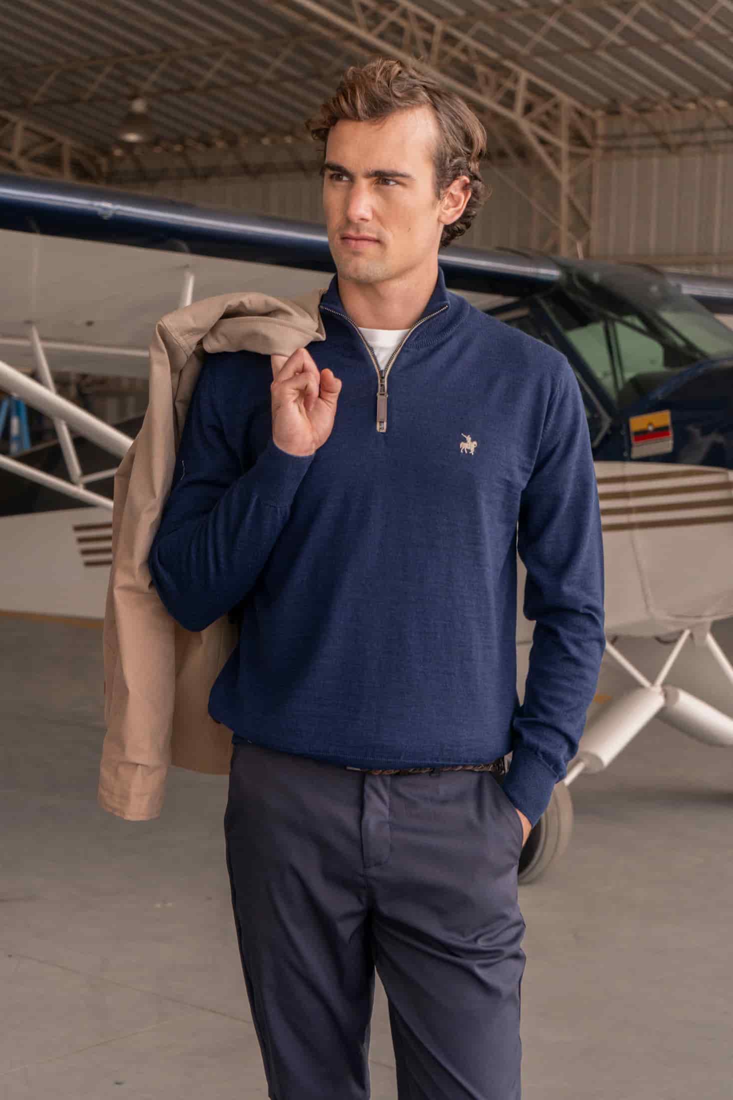 Suéter Halfzip Merino Azul Oscuro - miniatura 4
