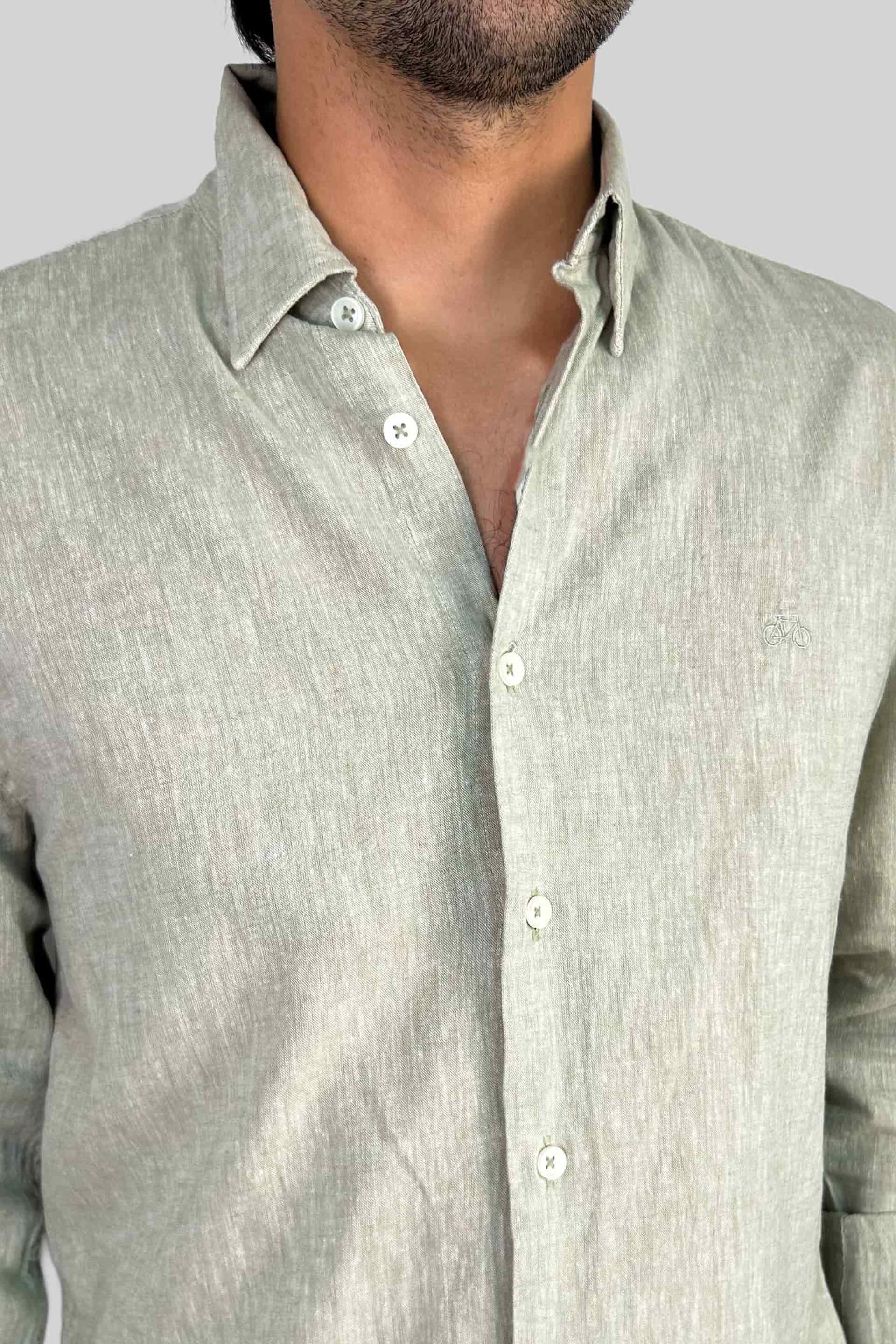 CAMISA LINO OLIVA - miniatura 2