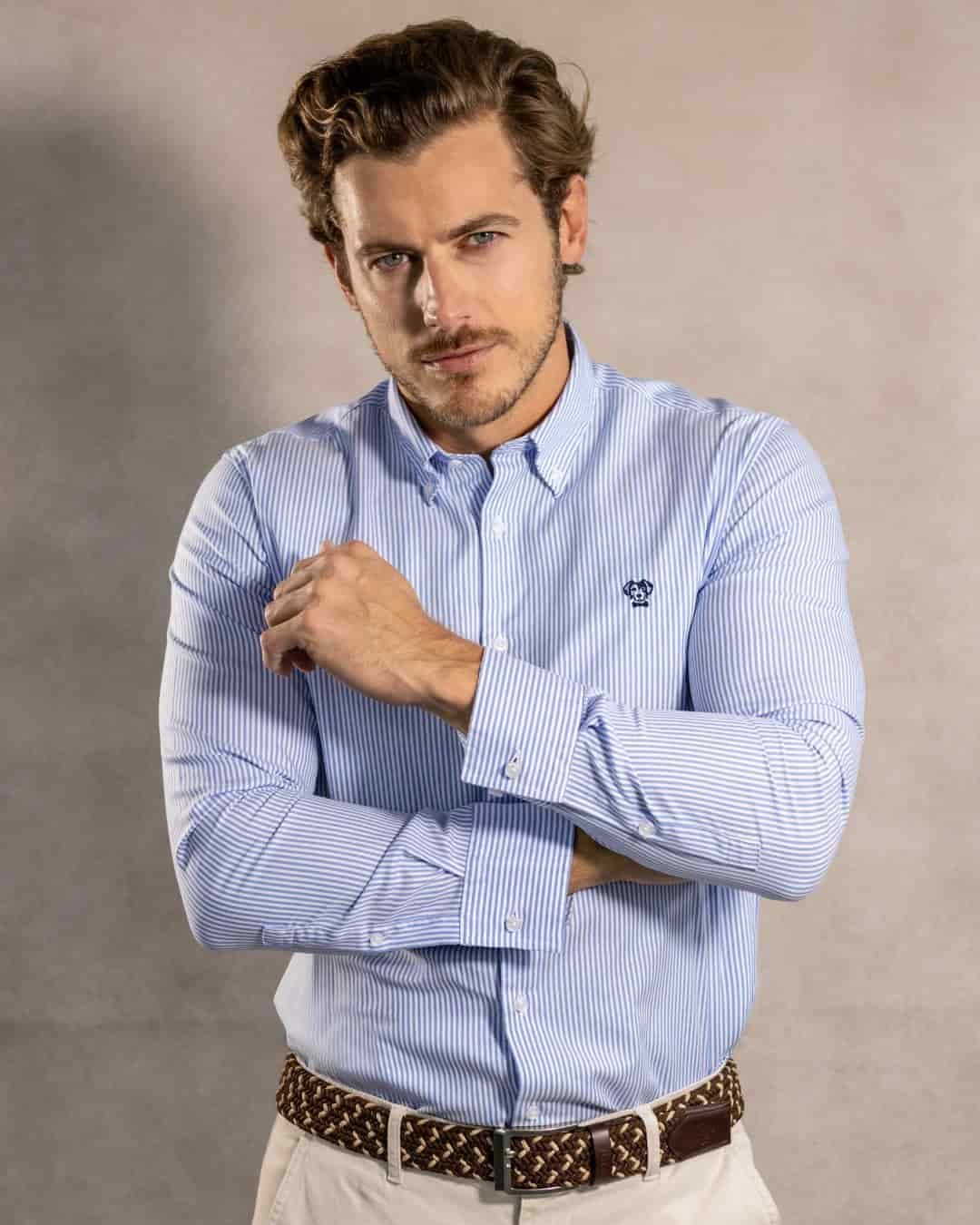 Camisa Antimanchas Oxford Rayas Azul Yale - miniatura 4