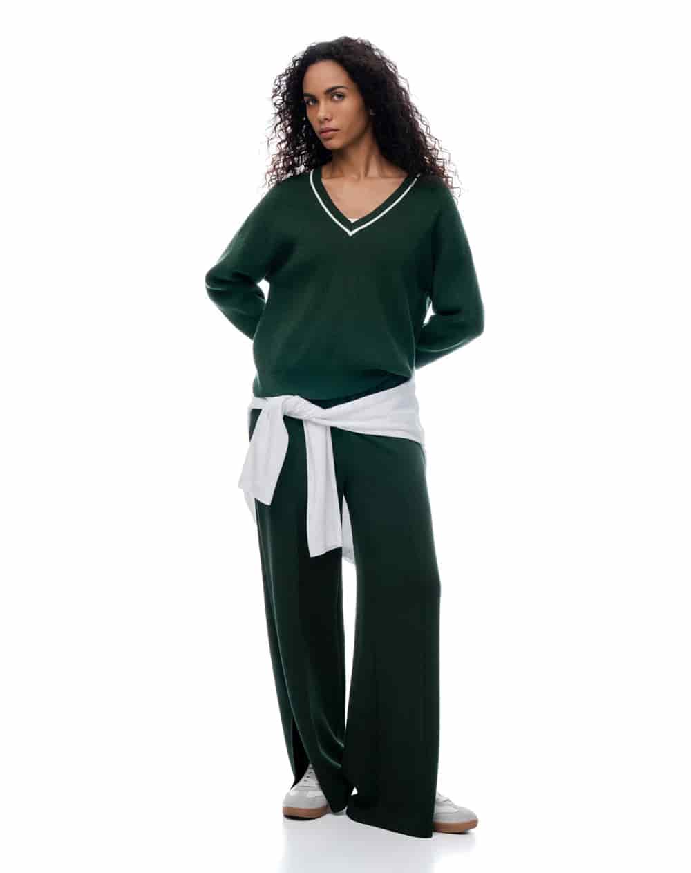 Suéter relaxed tejido verde mujer - miniatura 4