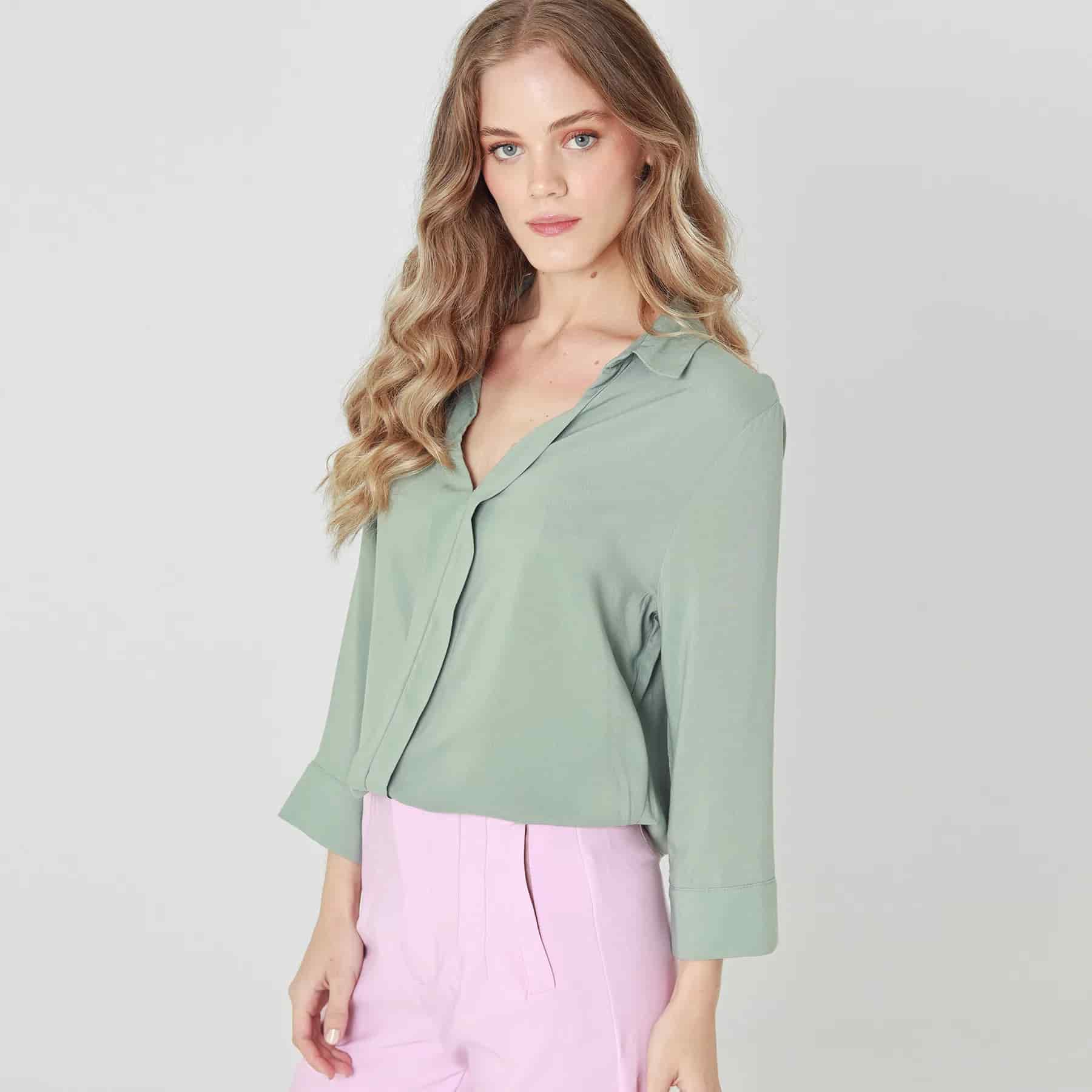Blusa Cuello V Manga Larga - miniatura 1