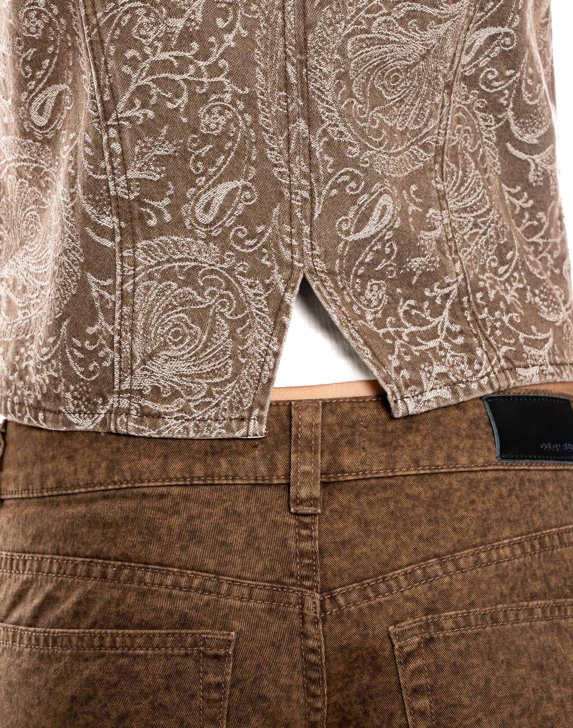 Chaleco Crop Estampado Paisley Café - miniatura 4
