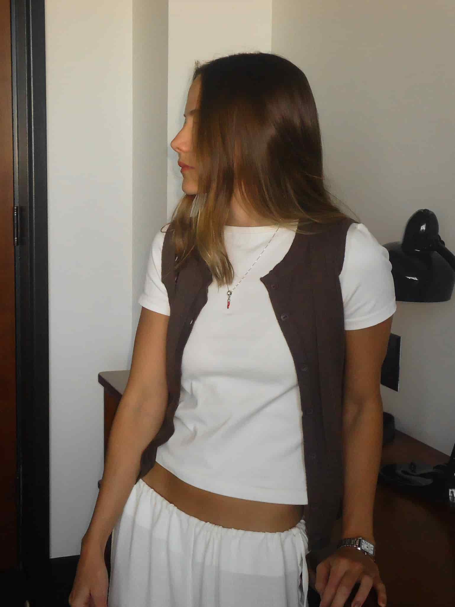 CLASSIC BUTTON KNIT VEST - BROWN - miniatura 7