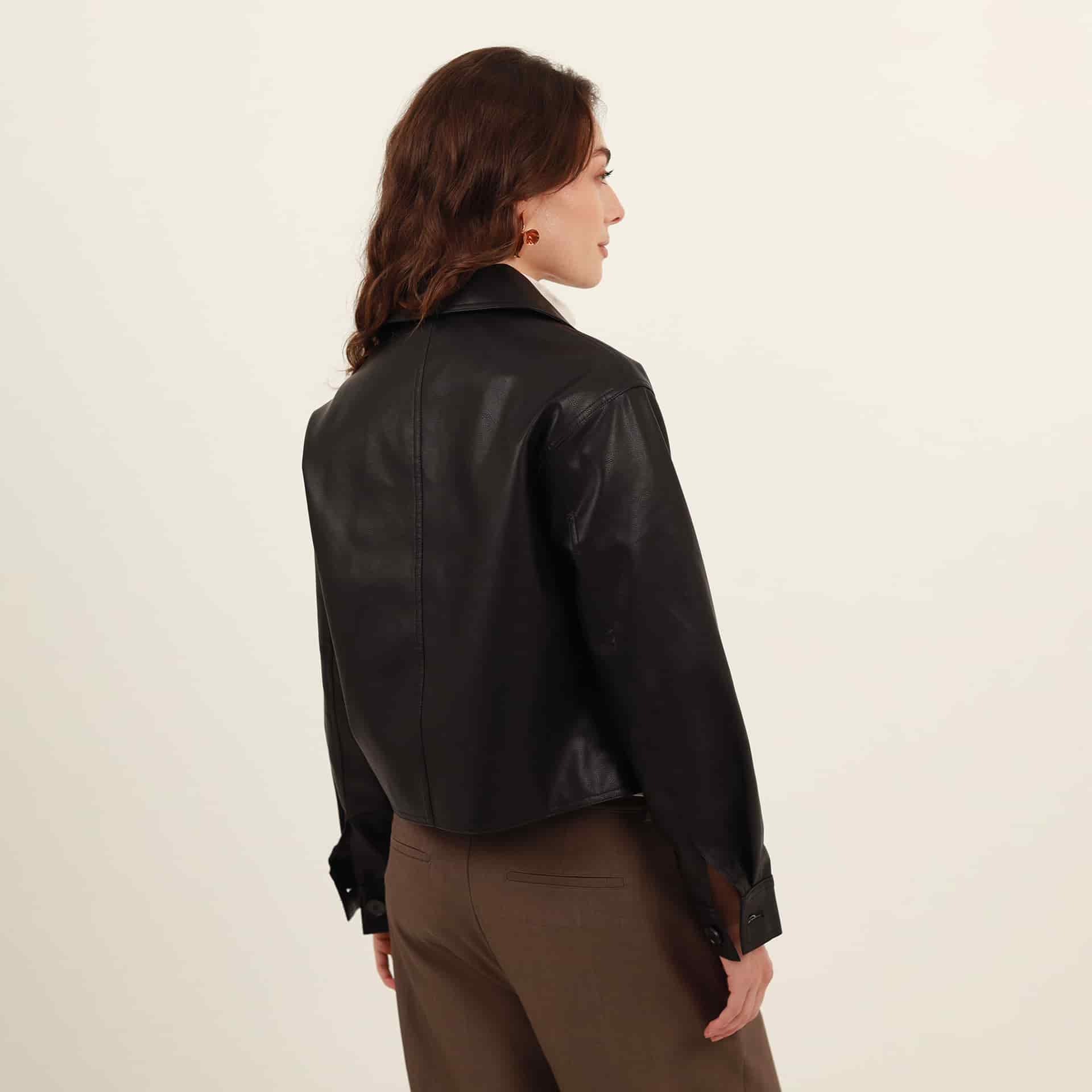 Chaqueta cazadora en cuero sintetico - miniatura 5
